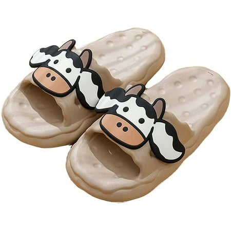

CoCopeaunts Cow Slippers Cute Cartoon Cow Animal Slippers Open Toe Shower Sandal Anti-Slip Quick Drying Batnroom House Slippers Cloud Cow Slides