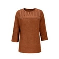 thumbnail image 6 of BLVB 3/4 Sleeve Tops for Women Crewneck Ribbed Knit Lightweight Sweaters Pullover Casual Fall Fashion Tunic Blouses, 6 of 6