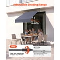 thumbnail image 4 of KFFKFF Manual Retractable Awning, 59" Outdoor Adjustable Sunshade Shelter, Height-Adjustable Patio Canopy with Crank Handle for Backyard, Garden, Balcony, Dark Gray, 4 of 9