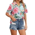 thumbnail image 6 of NFTOEIULA Women Hawaiian Floral Print Oversized Short Sleeve Shirt T-shirt, 6 of 9