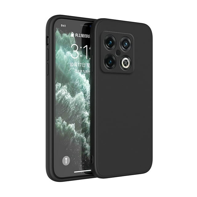 Luxury Shockproof Phone Case for Oneplus 10 Pro 10T 10R 10Pro 5G Simple Square Liquid Silicone Original Soft Back Cover Housing Black Oneplus 10 Pro