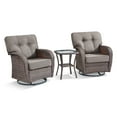 thumbnail image 3 of OPOHORO 3 Pieces Outdoor Chair Set, with 5" Thick Foam and Side Table, Brown Wicker Patio Furniture Swivel Rockers for Porch and Yard, Gray, 3 of 12