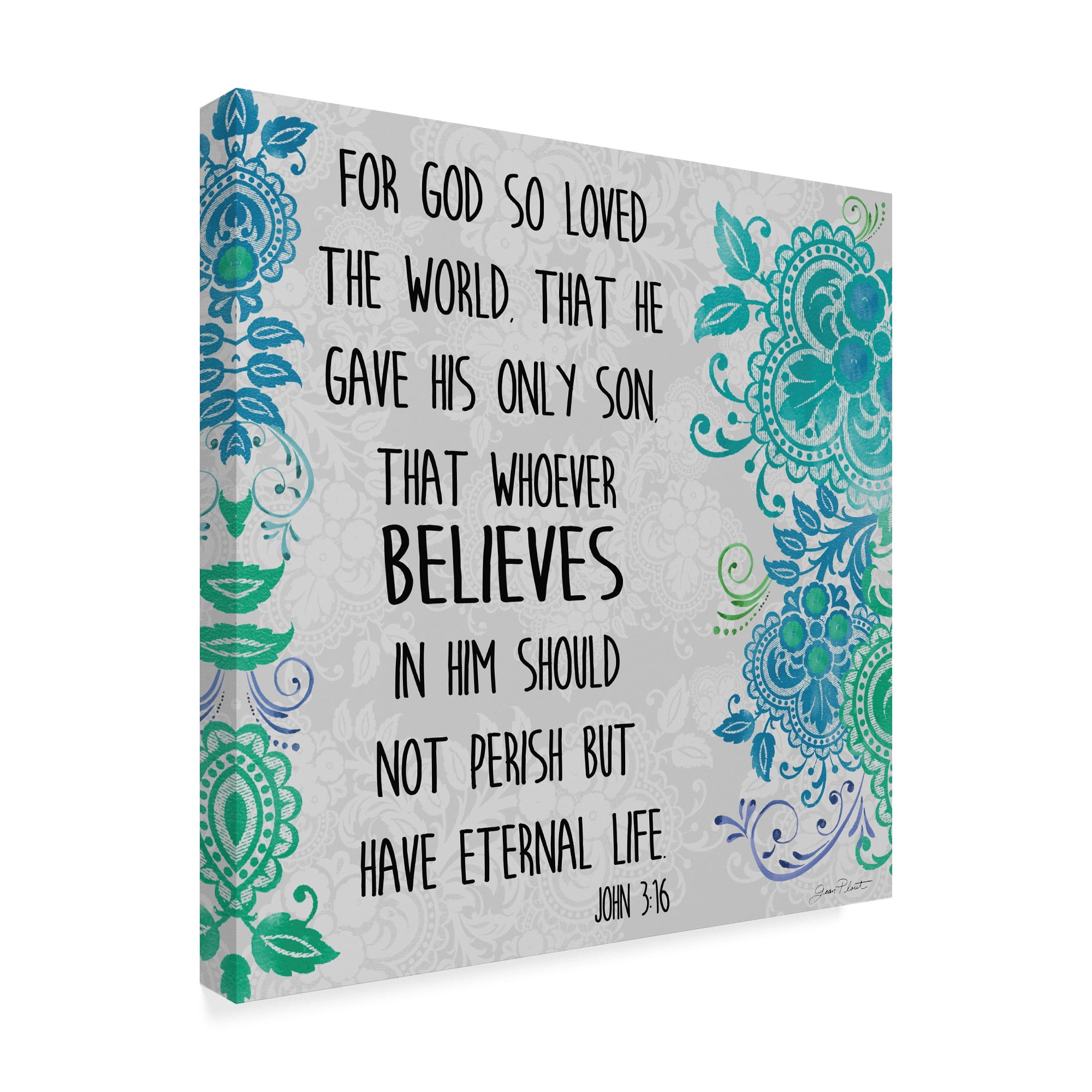 Trademark Fine Art 'Paisley Bible Verse 1' Canvas Art by Jean Plout