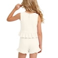 thumbnail image 6 of Amidoa Girls 2 Piece Outfits Summer Clothes Tank Top Sleeveless Solid Color Cute T-Shirt and Casual Shorts Kids Clothing Sets White Size 1T, 6 of 9