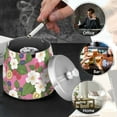 thumbnail image 4 of Yayeee Ashtray with Lid for Cigarette Smokeless Stainless Steel Home Ash Holder, White Flowers, 4 of 7