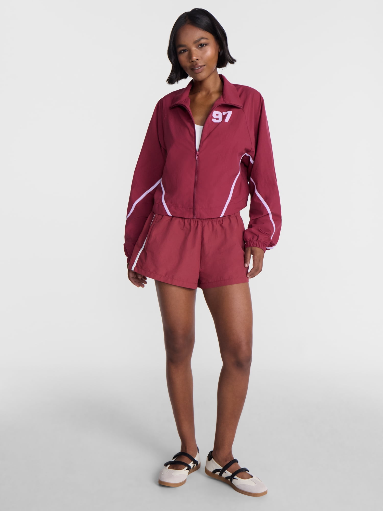 No Boundaries Zip Front Graphic Track Jacket, Women's XXS-XXL