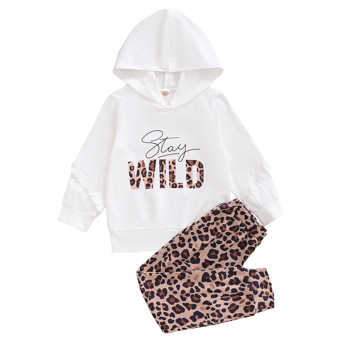 6t Girl Clothes 6-7Y Little Girl Outfits WILD Leopard Print Hooded Long ...