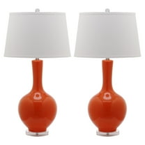 SAFAVIEH Blanche 32 in. H Solid Ceramic Gourd Lamp, Orange, Set of 2