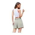 thumbnail image 4 of Asklazy Women's Shorts Casual Shorts Elastic Waist Wide Leg Tailored Shorts Comfy Elagant Work Trouser Shorts,Grey,M, 4 of 9