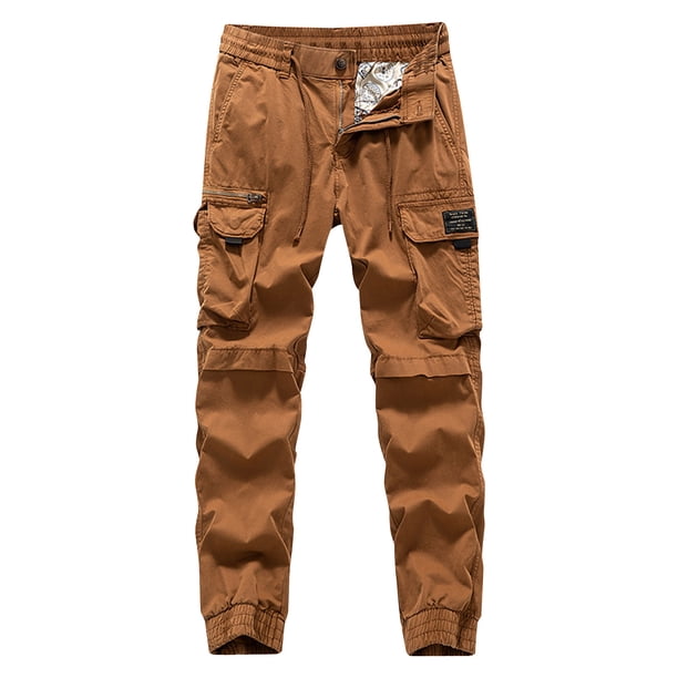 Pantalones largos de hombre para tiempo libre, de moda, para exteriores, de tubo recto, con múltiples bolsillos, para trabajo, elásticos