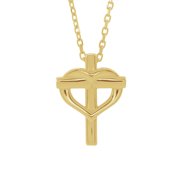 Youth 14k Yellow Gold Heart Cross Necklace, 15 Inch