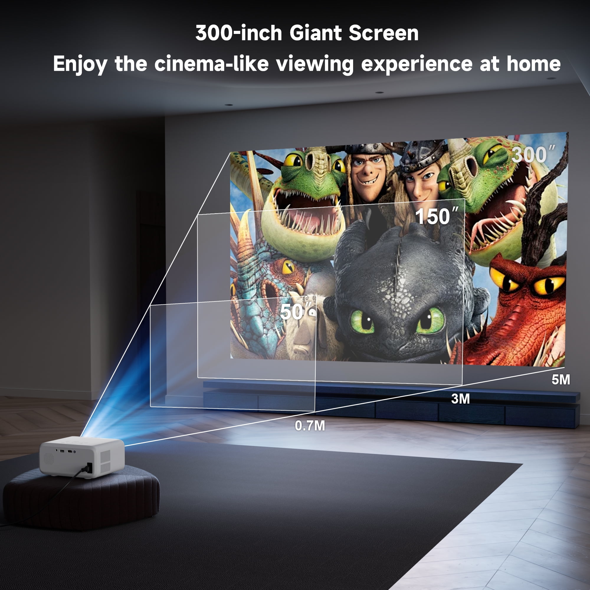 Visulapex Projector 4K 1080P Support, Mini Projector with WiFi and Bluetooth, Outdoor Movie Projectors