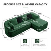 106 Modular Sectional Sofa L Shaped Couch, No Assembly 32D High Density sponge Boneless Sofa,Contrast color design,Fluffy Comfy Couch with L-Shaped Chaise,For Living Room
