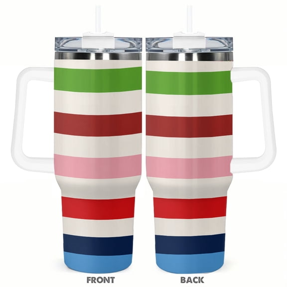 40oz Colorful Striped Insulated Tumbler Insulated Car Cup Coffee Cup Large Capacity Hot and Cold Drink Cup Gift for Daily Use