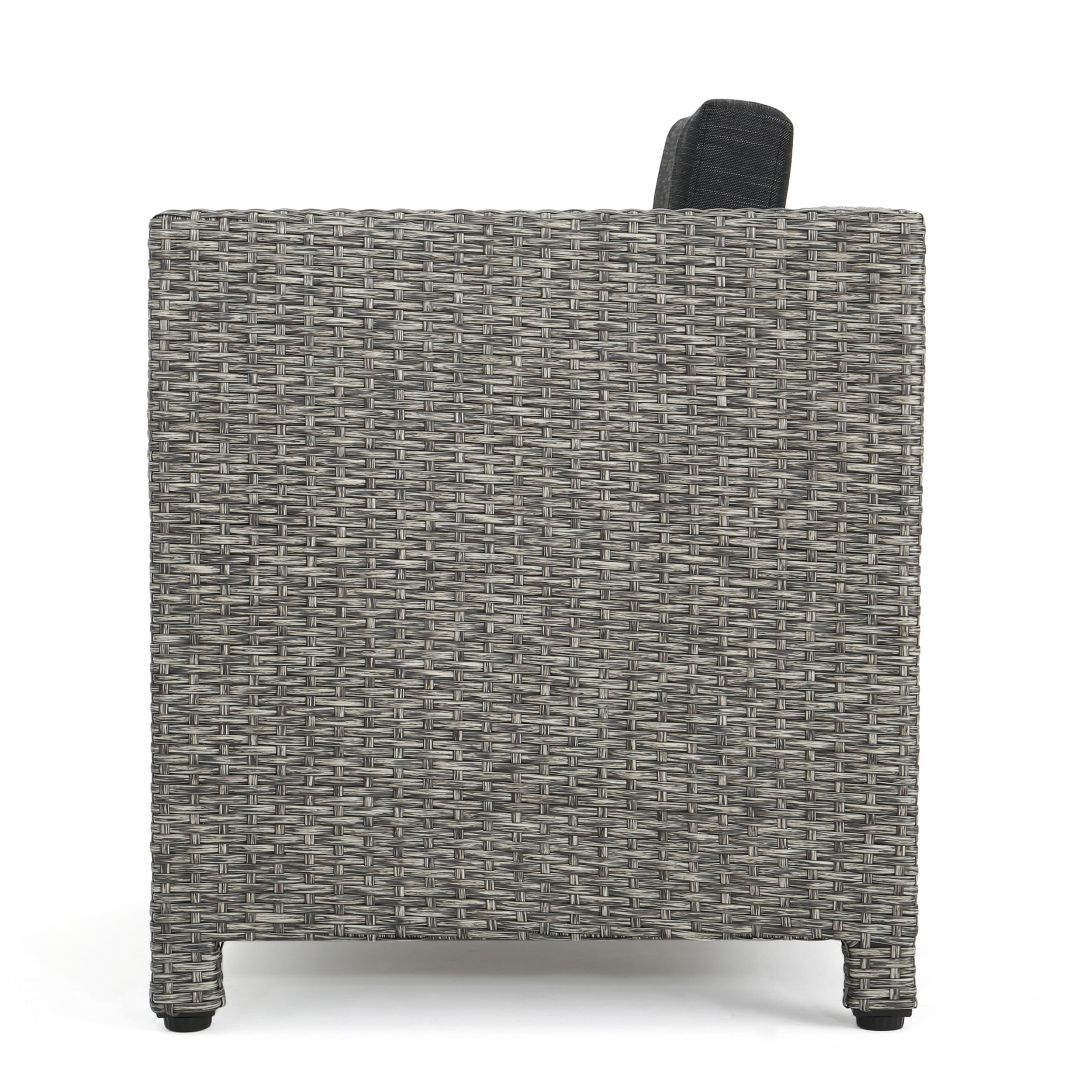 Cascada Outdoor Wicker Club Chair with Cushions, Set of 2, Mixed Black, Dark Grey