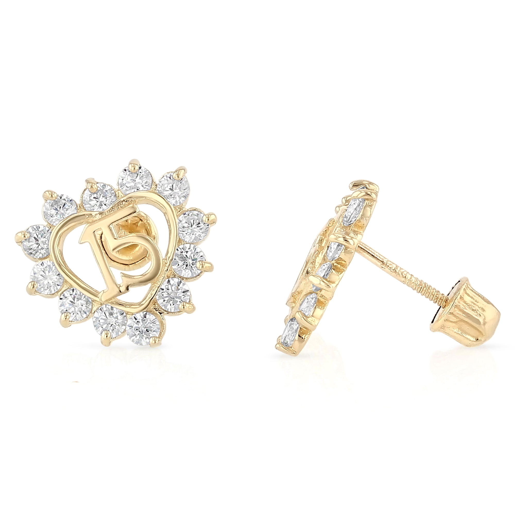 Details about   14K Yellow Gold Madi K Children's 6 MM CZ Heart Post Stud Earrings MSRP $108 