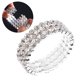 thumbnail image 3 of BRIGHTFUFU Pulsera con tachuelas de diamantes de imitación Brazalete con incrustaciones de diamantes de imitación Pulsera de puño abierto de tres capas (Plata), 3 of 6