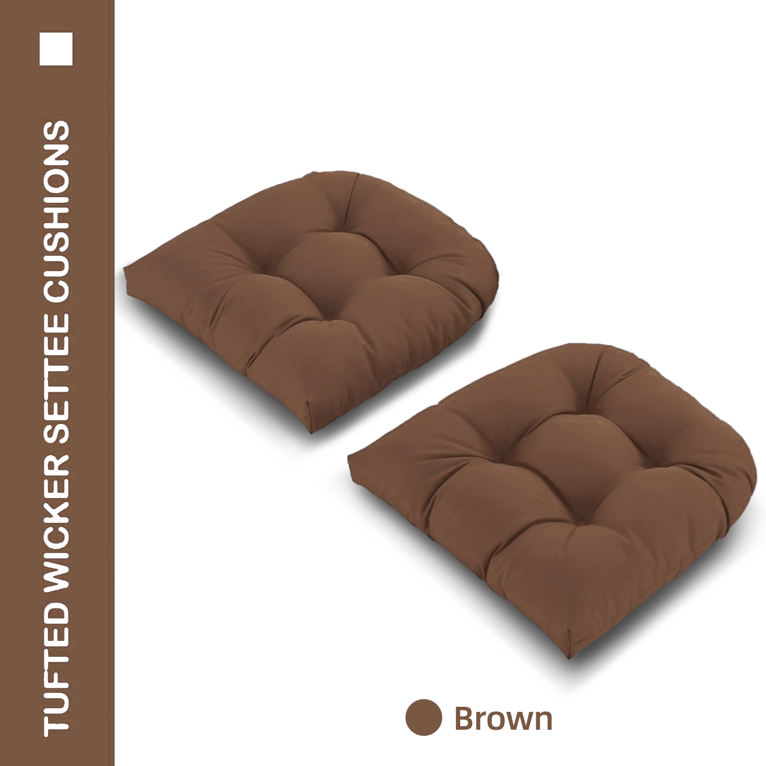 Tufted Wicker U-Shape Cushions Set of 2 ,Water and Fade-Resistant Performance Fabric , Outdoor Seat Cushions for Patio Furniture,22” x 22”(2 count)