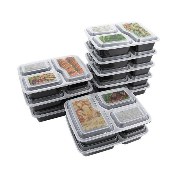 Ccdes 10pcs Meal Prep Containers Plastic Food Storage Microwavable 3