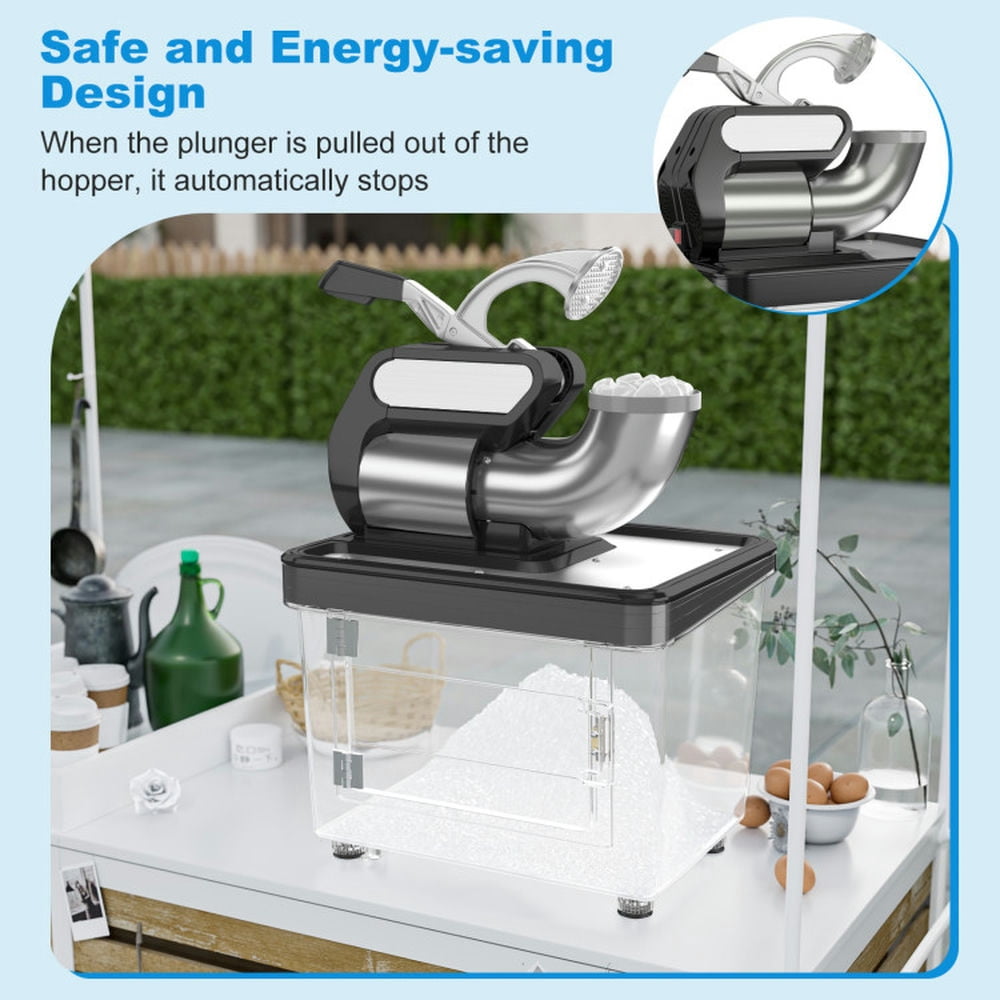 Barara King 300W Commercial Ice Crusher with Dual Blades and Safety Switch-Black