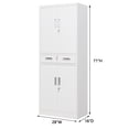 thumbnail image 3 of Metal Storage Cabinet, 71" H x 28" W x 16" D Locking Storage Cabinet with Adjustable Shelves and One Drawer for Office, Garage, Home, School, Utility(White), 3 of 7