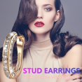 thumbnail image 2 of Edfrwws Round Crystal Studs Earrings Rhinestone Ear Clip for Women Jewelry (Gold), 2 of 5