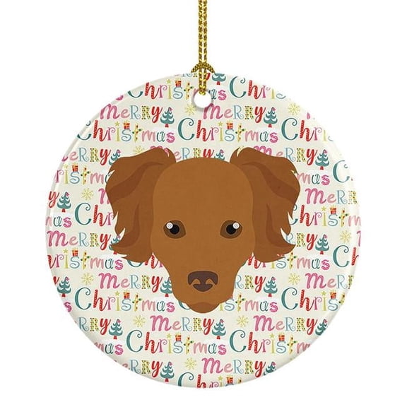 Persian Chihuahua Merry Christmas Ceramic Ornament 2.8 in x 2.8 in