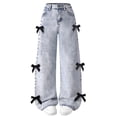 thumbnail image 1 of DXOUPM Jeans for Teen Girls Baggy Wide Straight Leg Elastic Waisted Denim Pants Going Out, 1 of 4