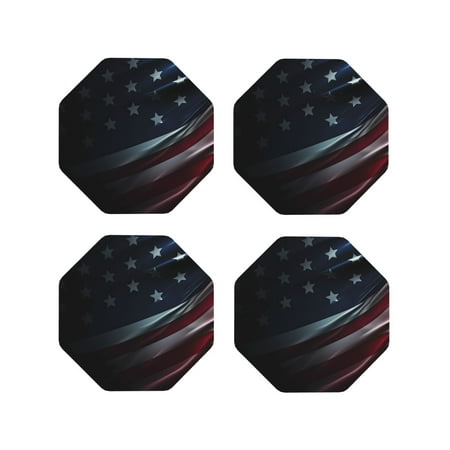 

Leather Coasters with Heat-resistant for Drinks American Flag Waving Print -标题2 Octagon