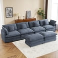 thumbnail image 2 of EUROCO 149.6" Oversized Modular Sectional Sofa,L Shaped Sectional Couch with Ottomans,Stylish Pillows,Side Storage Pockets and Deep Seat,6 Seat Convertible Modular Sofa Couch for Living Room,Blue, 2 of 8
