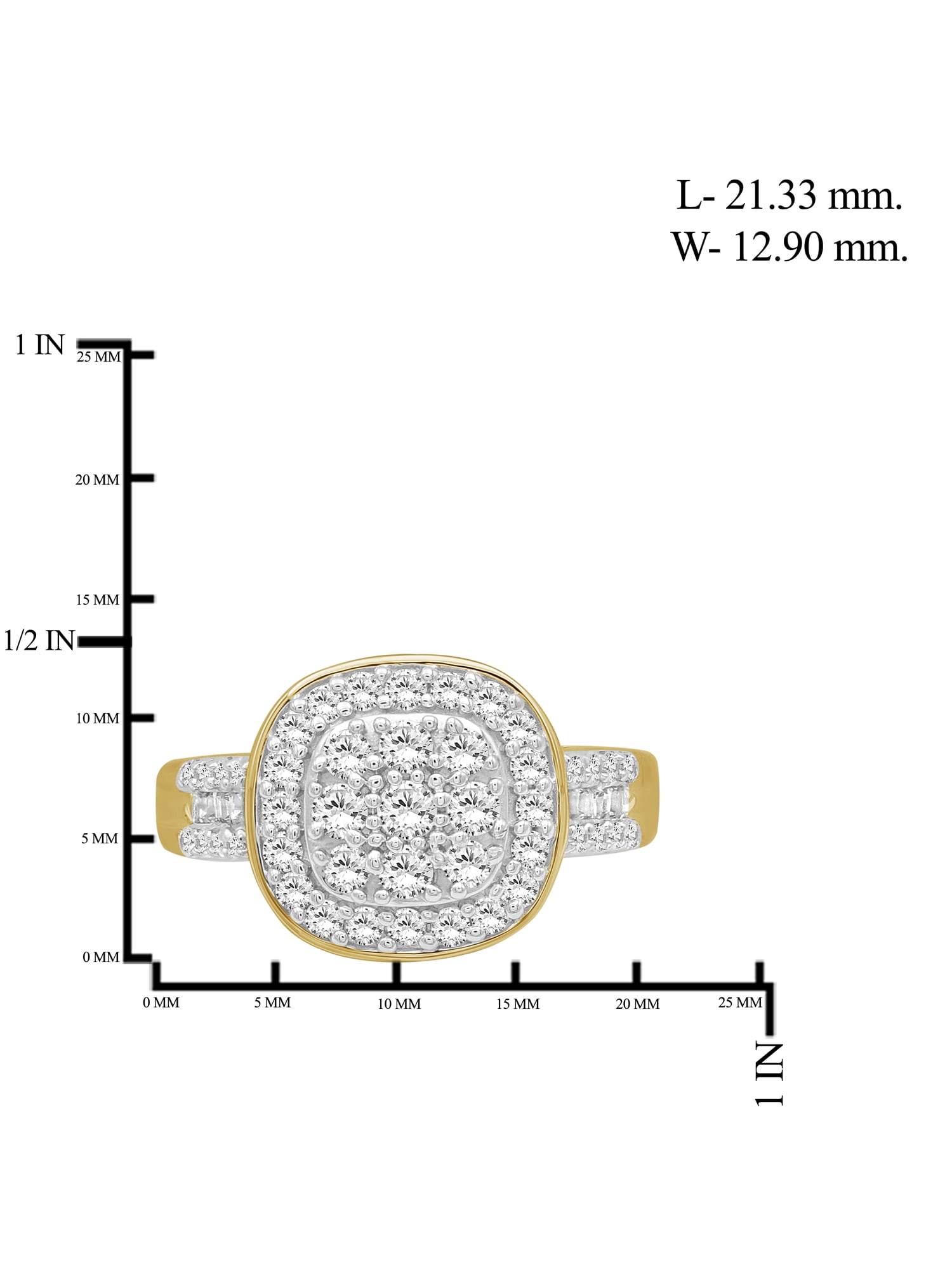 JewelersClub 14K Gold Plated Silver 1 Carat White diamond Cluster Ring for Women | Diamonds for Everyday Womens Wear