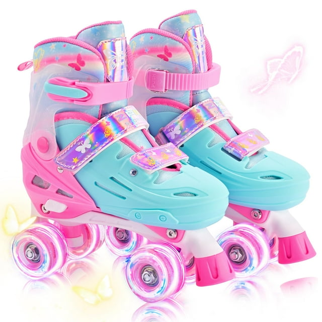 Patines deportivos de 2 pulgadas ajustables para niñas de 3 a 12 años con luz