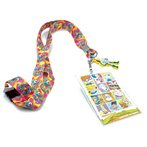 Nickelodeon Ren & Stimpy Lanyard With ID Badge Holder And Removable Charm