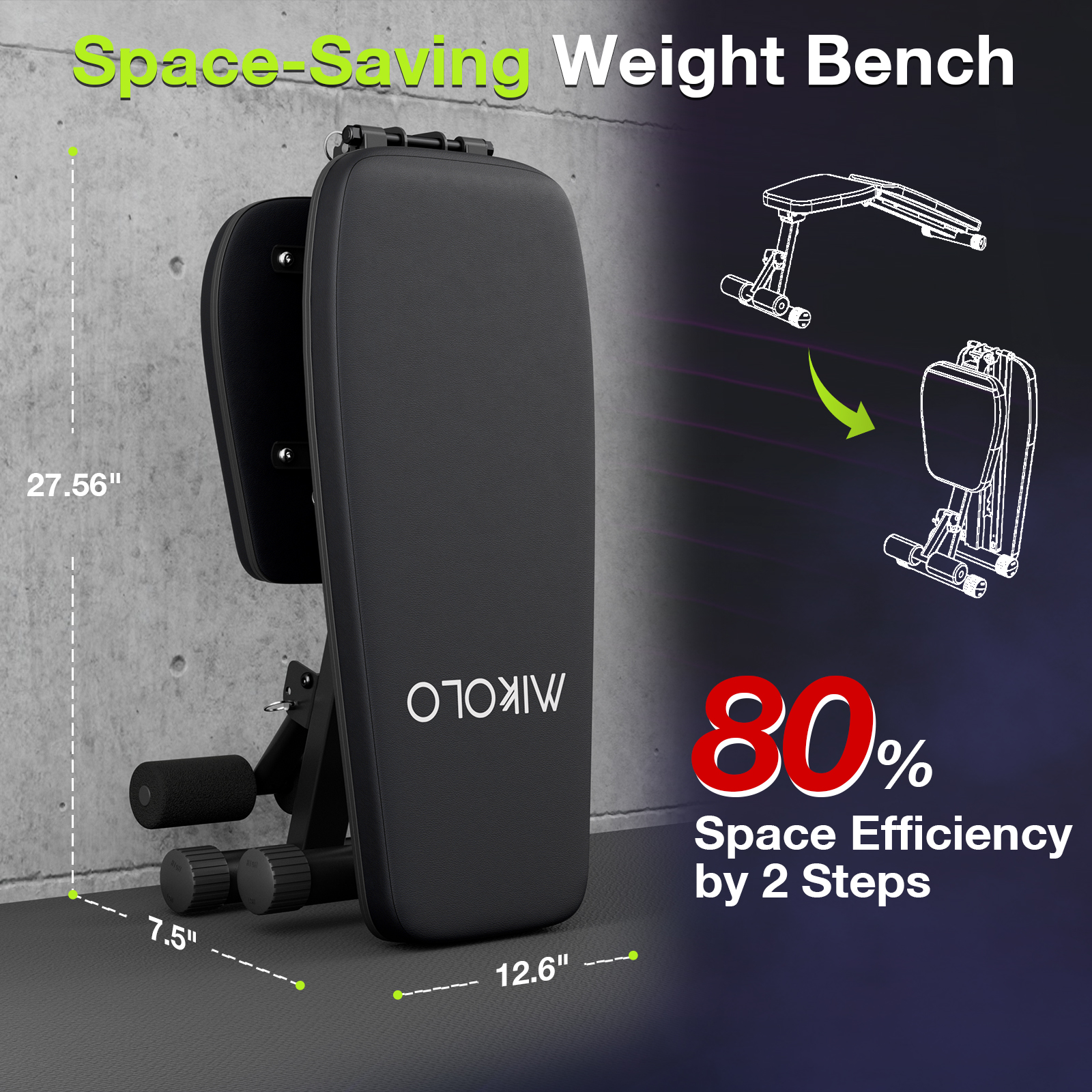 Mikolo Adjustable Weight Bench, 9-Position with 800 lb Capacity photo 6