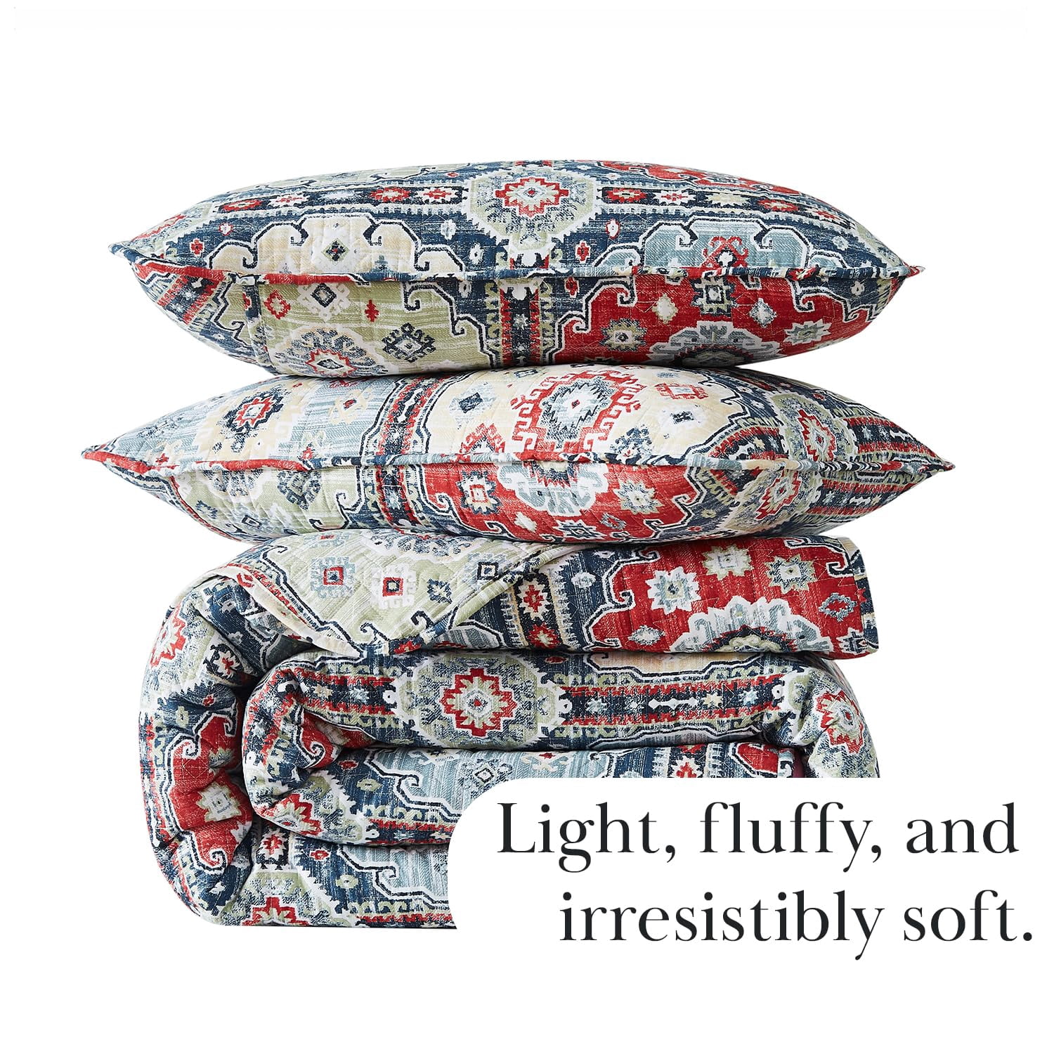 Southshore Fine Living, Inc. Kilim Collection Oversized King Quilt Bedding Set, Lightweight, Soft Bedspread 3-Piece, Two Matching Shams 108" x 98", California/King, Multi-Colored