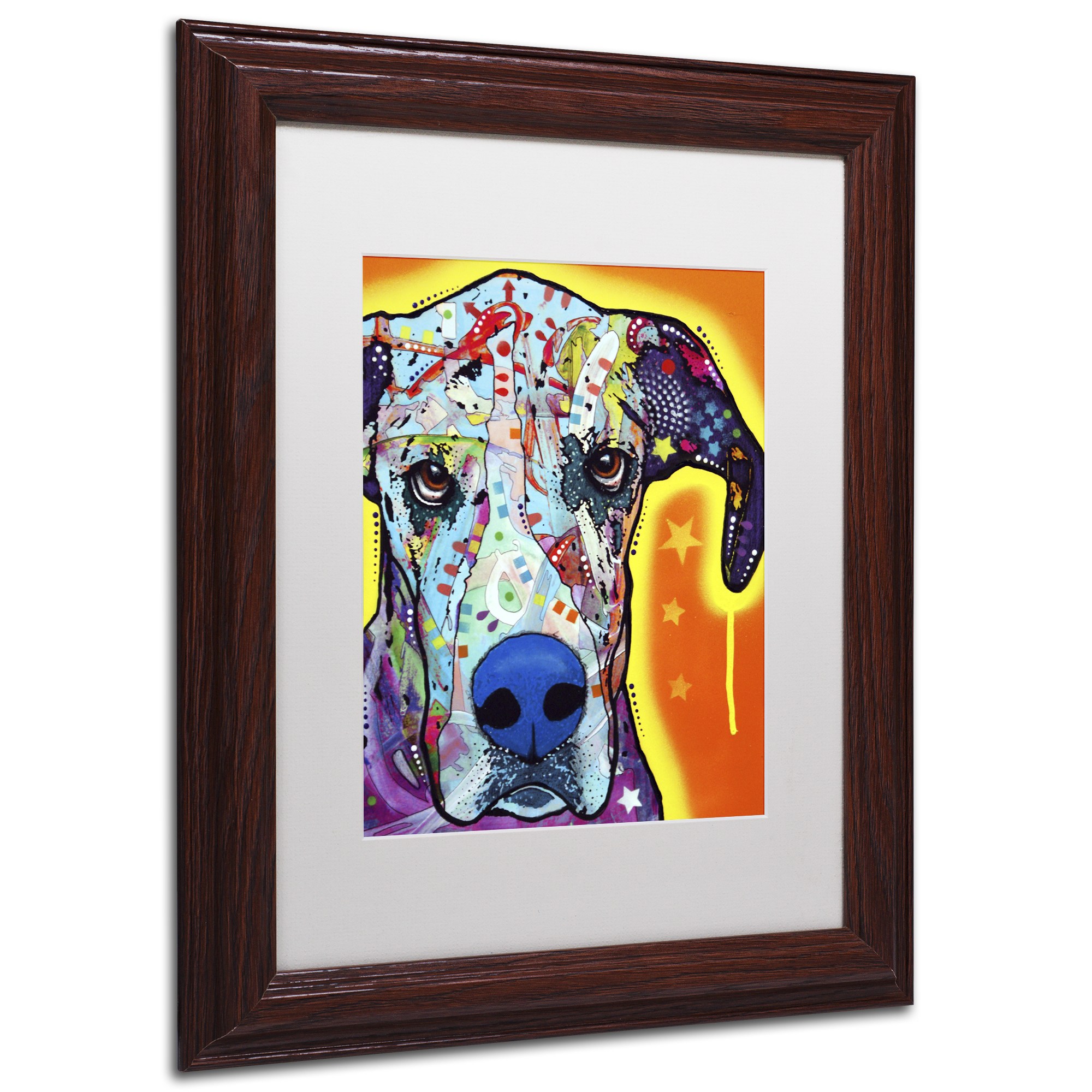 Trademark Fine Art "Great Dane" Canvas Art by Dean Russo, White Matte, Wood Frame
