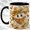 Black, variant on Golden Cowboy Ghost Coffee Mug, Amber Floral Mug, Ceramic 11 oz