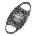 thumbnail image 1 of Cortador de puros de acero inoxidable, hoja de corte de doble guillotina grabada en bronce (plata + negro), 1 of 5
