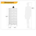 thumbnail image 6 of Tydimor 6 Drawer Dresser,Chest of Drawers for Bedroom Tall Fabric Dresser,White, 6 of 9