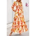thumbnail image 4 of PRETTYGARDEN Women's Fall Dresses Long Sleeve Flowy Casual Floral Maxi Dress Crew Neck Smocked Tiered Long Dress, 4 of 7