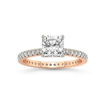 3 Carat IGI Certified Cushion Shape Lab Grown Diamond Engagement Ring | 14K Rose Gold | Claire Full Eternity Lab Diamond Ring | FG-VS1-VS2 Quality Friendly Diamonds