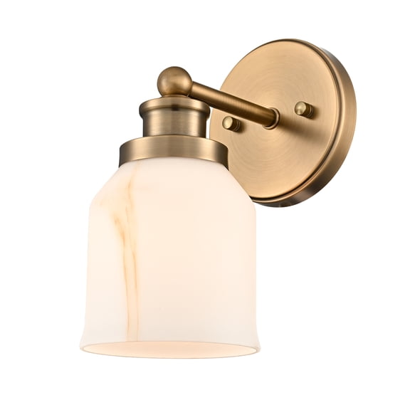 Vintage Wall Sconce Gold Vanity Light with Bell-Shaped Glass Indoor Brass Wall Light for Bathroom Living Room Bedroom Hallway Washroom E26 Base