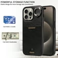 thumbnail image 6 of Case for iPhone 13 Pro Wallet with Credit Card Holder & Finger Ring Kickstand, Premium PU Leather Slim Cover Shockproof Scratch Resistant Full Protection Phone Case for iPhone 13 Pro, Black, 6 of 10