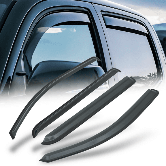 Magshion 4Pcs Tape-On Window Visor Vent Wind Deflector for 14-18 Chevy Silverado 1500 Crew Cab; 15-18 Chevy Silverado 2500/3500 HD Crew Cab