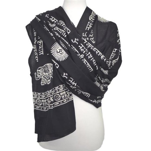 Châle de Prière Yoga Karma Mantra - Noir
