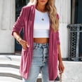 thumbnail image 2 of AOMPMSDX Women's Jackets & Coats Womens Gold Velvet Jacket Open Front Cardigan Coat Leisure Suit Cardigan Coat Fall Outfits Fashion Clothes Tops Jacket Coats XXL Hot Pink, 2 of 6