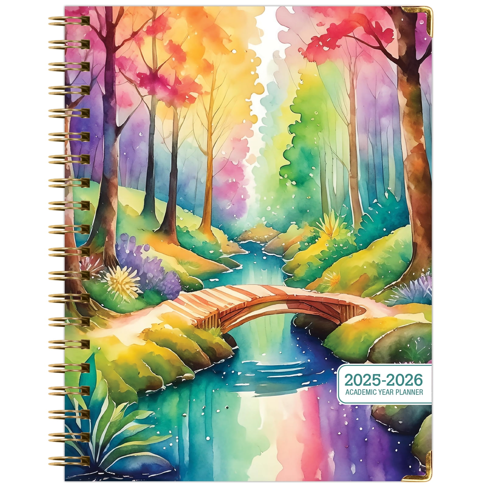 Academic Year 2025-2026 Planner, June 2025 - July 2026, 8.5"x11" Daily Weekly Monthly Planner Yearly Agenda, Hardcover, Bookmark, Pocket Folder and Sticky Note Set (Rainbow Trail)