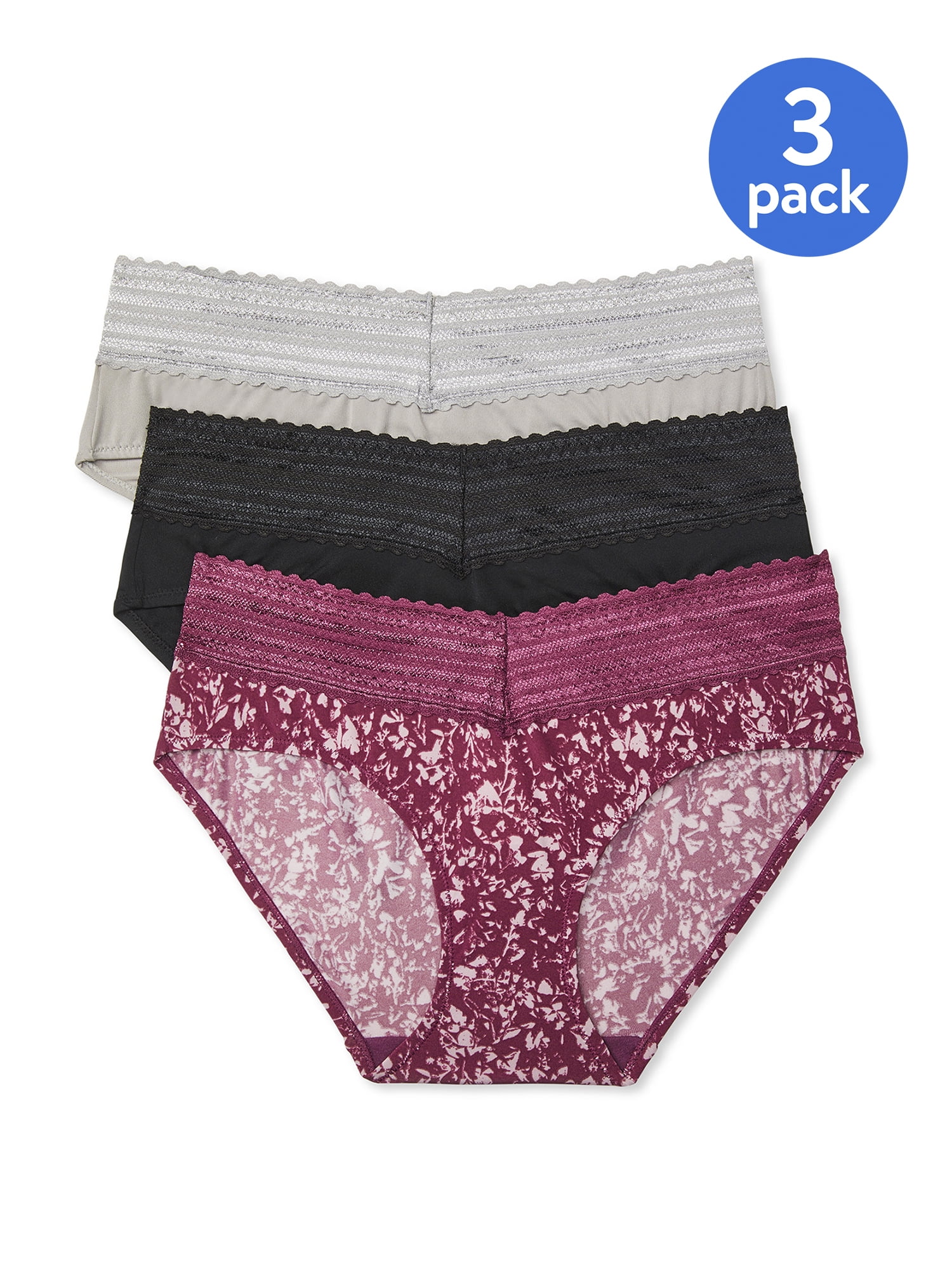 NWT 3 Pack Warner's Hipster Panties Size XL/8  Lot Of 3 J7-3 No Muffin Top 