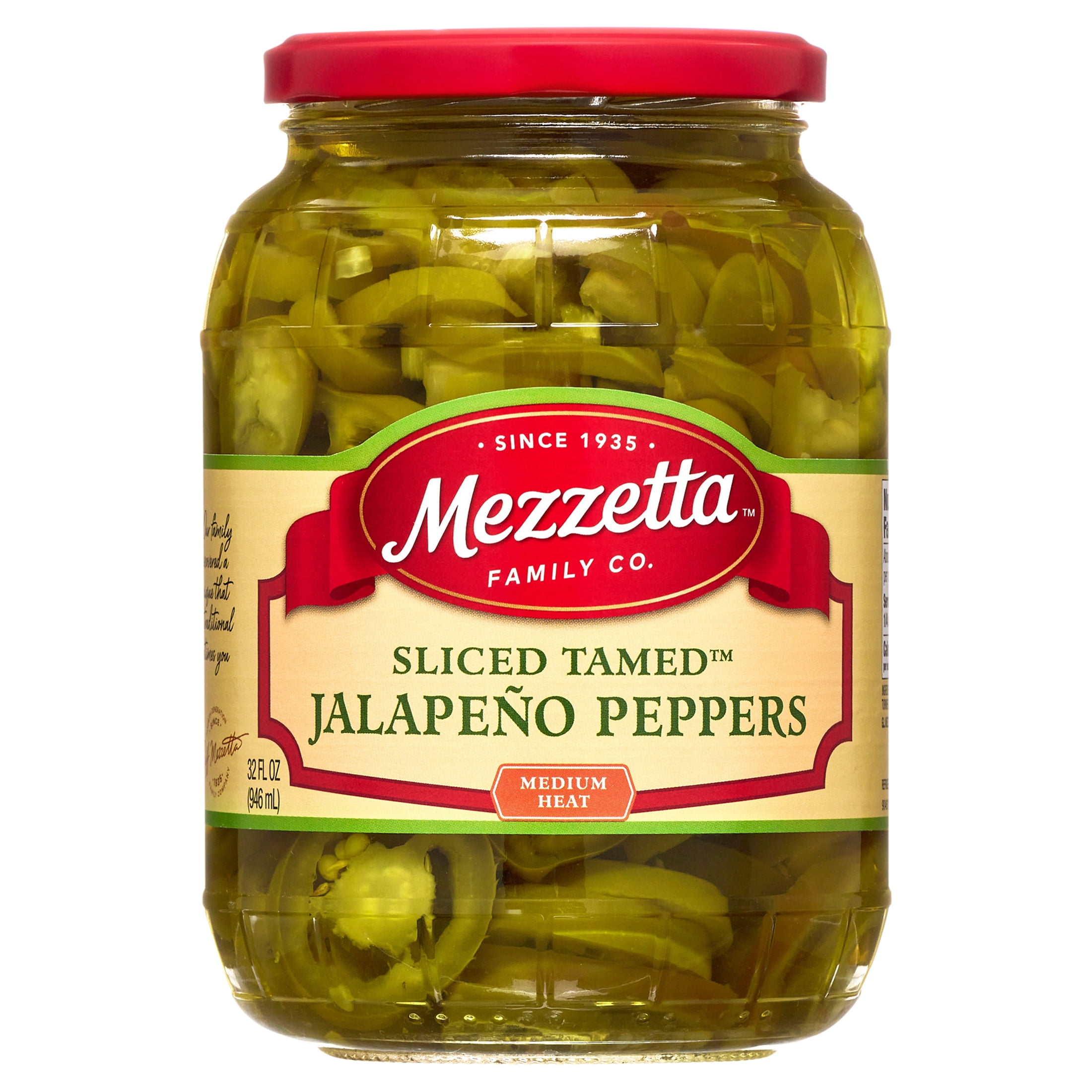 (2 pack) Mezzetta Sliced Tamed™ Jalapeño Peppers, 32 fl oz Jar