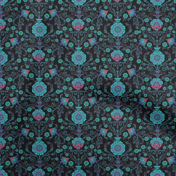 oneOone Polyester Spandex Black Fabric Florals Sewing Craft Projects Fabric Prints By Yard 56 Inch Wide